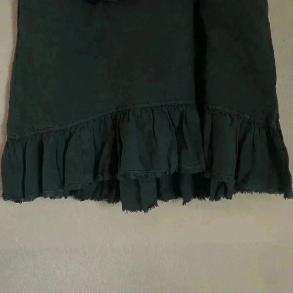 Anthropologie Pilcro Amora Ruffled Mini Black Motif Frayed Tie Waist Skirt Sz S - Picture 7 of 11